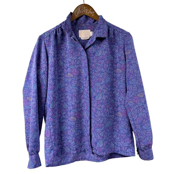 Pendleton Tops - Pendleton Purple Printed Shirt Long Sleeve Polyester VTG Country Sophisticates 8